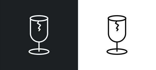 Poster - broken line icon in white and black colors. broken flat vector icon from broken collection for web, 