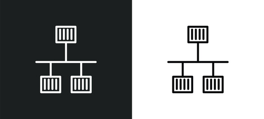 Poster - lan line icon in white and black colors. lan flat vector icon from lan collection for web, mobile ap