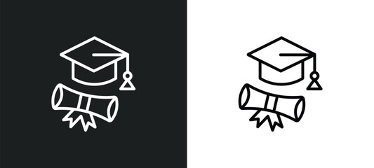 Fototapete - graduation line icon in white and black colors. graduation flat vector icon from graduation collection for web, mobile apps and ui.