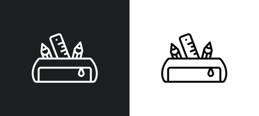 Aufkleber - pencil case line icon in white and black colors. pencil case flat vector icon from pencil case collection for web, mobile apps and ui.