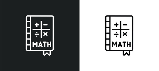 Poster - maths line icon in white and black colors. maths flat vector icon from maths collection for web, mobile apps and ui.