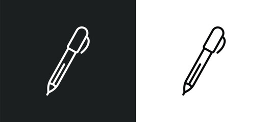 Poster - pen line icon in white and black colors. pen flat vector icon from pen collection for web, mobile apps and ui.