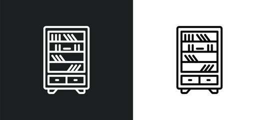 Fototapete - library line icon in white and black colors. library flat vector icon from library collection for web, mobile apps and ui.
