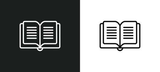 Aufkleber - dictionary line icon in white and black colors. dictionary flat vector icon from dictionary collection for web, mobile apps and ui.