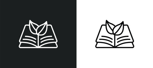 Poster - eco book line icon in white and black colors. eco book flat vector icon from eco book collection for web, mobile apps and ui.