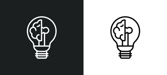 Poster - intellectual line icon in white and black colors. intellectual flat vector icon from intellectual collection for web, mobile apps and ui.