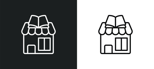 Poster - book shop line icon in white and black colors. book shop flat vector icon from book shop collection 