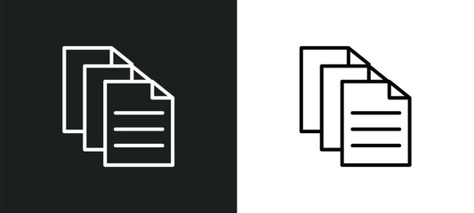 Poster - various files line icon in white and black colors. various files flat vector icon from various files
