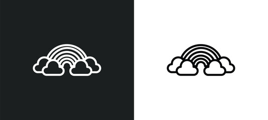 Poster - basic rainbow line icon in white and black colors. basic rainbow flat vector icon from basic rainbow collection for web, mobile apps and ui.