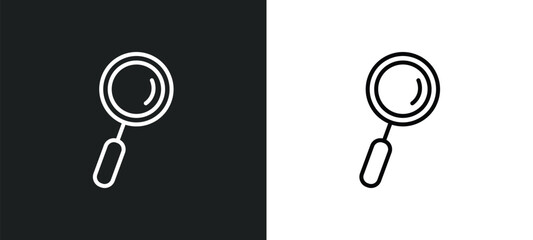 Poster - magnification lens line icon in white and black colors. magnification lens flat vector icon from mag