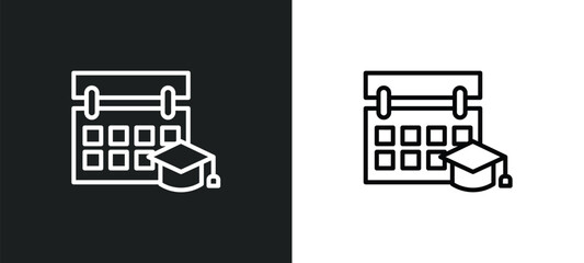 Fototapete - school calendar line icon in white and black colors. school calendar flat vector icon from school calendar collection for web, mobile apps and ui.