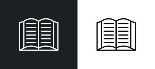 Poster - reading book line icon in white and black colors. reading book flat vector icon from reading book collection for web, mobile apps and ui.