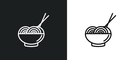 Poster - mie line icon in white and black colors. mie flat vector icon from mie collection for web, mobile apps and ui.