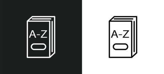 Poster - 3d dictionary line icon in white and black colors. 3d dictionary flat vector icon from 3d dictionary collection for web, mobile apps and ui.
