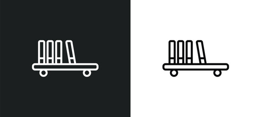Poster - bookshelf with books line icon in white and black colors. bookshelf with books flat vector icon from bookshelf with books collection for web, mobile apps and ui.