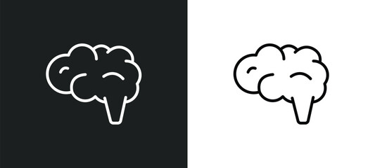 Poster - human brain line icon in white and black colors. human brain flat vector icon from human brain collection for web, mobile apps and ui.