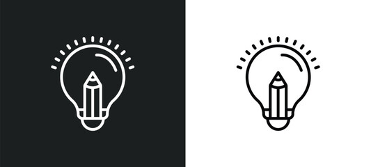 Poster - having an idea line icon in white and black colors. having an idea flat vector icon from having an idea collection for web, mobile apps and ui.