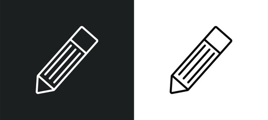 Poster - pen edit line icon in white and black colors. pen edit flat vector icon from pen edit collection for web, mobile apps and ui.