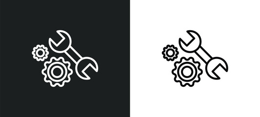 Poster - repair tools line icon in white and black colors. repair tools flat vector icon from repair tools co