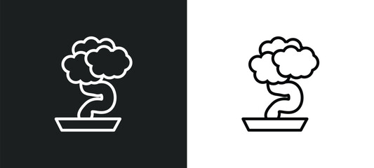 Wall Mural - bonsai line icon in white and black colors. bonsai flat vector icon from bonsai collection for web, 