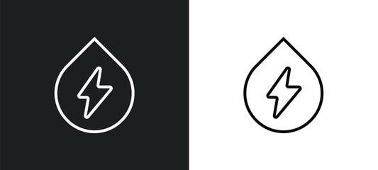Poster - water energy line icon in white and black colors. water energy flat vector icon from water energy collection for web, mobile apps and ui.