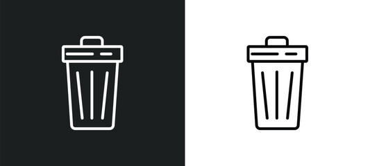 Poster - waste line icon in white and black colors. waste flat vector icon from waste collection for web, mobile apps and ui.