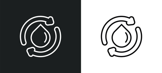 Poster - water cycle line icon in white and black colors. water cycle flat vector icon from water cycle colle