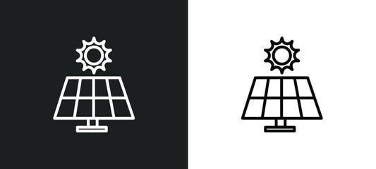 Poster - solar panels line icon in white and black colors. solar panels flat vector icon from solar panels collection for web, mobile apps and ui.