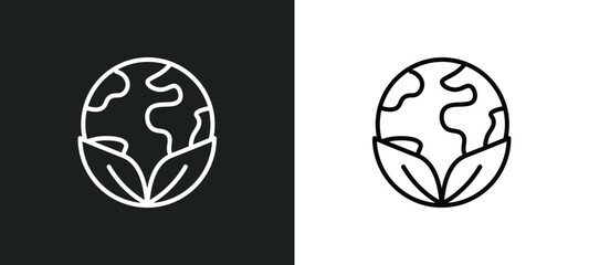 Poster - save the world line icon in white and black colors. save the world flat vector icon from save the world collection for web, mobile apps and ui.