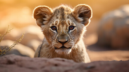 portrait of a lion HD 8K wallpaper Stock Photographic Image