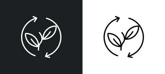 Poster - renewable line icon in white and black colors. renewable flat vector icon from renewable collection for web, mobile apps and ui.