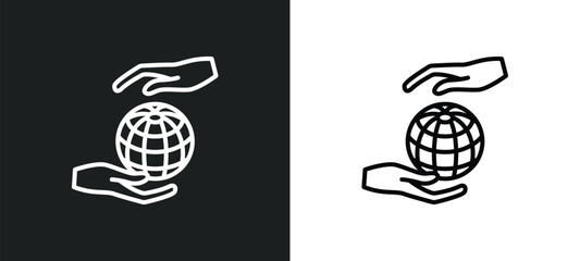 Poster - save the earth line icon in white and black colors. save the earth flat vector icon from save the earth collection for web, mobile apps and ui.