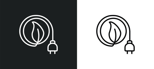 Poster - eco power line icon in white and black colors. eco power flat vector icon from eco power collection for web, mobile apps and ui.