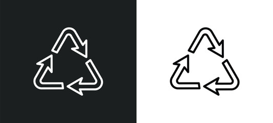 Poster - recycling line icon in white and black colors. recycling flat vector icon from recycling collection for web, mobile apps and ui.