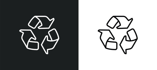 Poster - recycle line icon in white and black colors. recycle flat vector icon from recycle collection for web, mobile apps and ui.