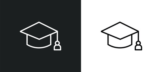 Fototapete - education line icon in white and black colors. education flat vector icon from education collection for web, mobile apps and ui.