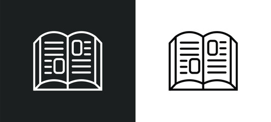 Fototapete - book line icon in white and black colors. book flat vector icon from book collection for web, mobile apps and ui.