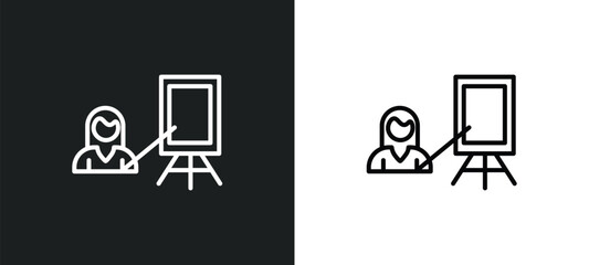 Poster - instructor line icon in white and black colors. instructor flat vector icon from instructor collecti