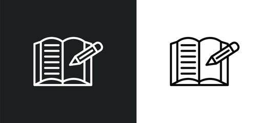 Fototapete - homework line icon in white and black colors. homework flat vector icon from homework collection for web, mobile apps and ui.