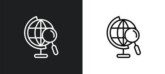 Poster - geography line icon in white and black colors. geography flat vector icon from geography collection for web, mobile apps and ui.