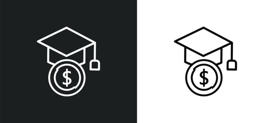 scholarship line icon in white and black colors. scholarship flat vector icon from scholarship collection for web, mobile apps and ui.