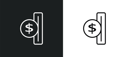 Poster - insert coin line icon in white and black colors. insert coin flat vector icon from insert coin collection for web, mobile apps and ui.