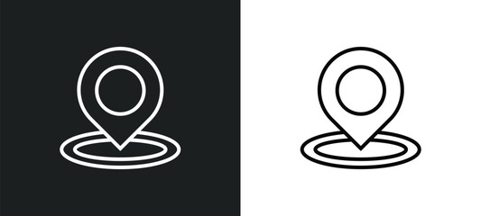 Poster - map pointer line icon in white and black colors. map pointer flat vector icon from map pointer collection for web, mobile apps and ui.