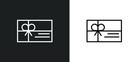 Poster - gift card line icon in white and black colors. gift card flat vector icon from gift card collection for web, mobile apps and ui.