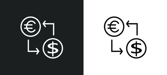 Poster - exchange rate line icon in white and black colors. exchange rate flat vector icon from exchange rate collection for web, mobile apps and ui.