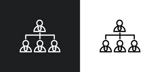 Poster - organization line icon in white and black colors. organization flat vector icon from organization collection for web, mobile apps and ui.