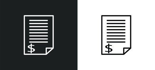 Poster - bill line icon in white and black colors. bill flat vector icon from bill collection for web, mobile apps and ui.