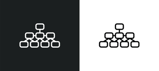 Poster - hierarchical structure line icon in white and black colors. hierarchical structure flat vector icon from hierarchical structure collection for web, mobile apps and ui.