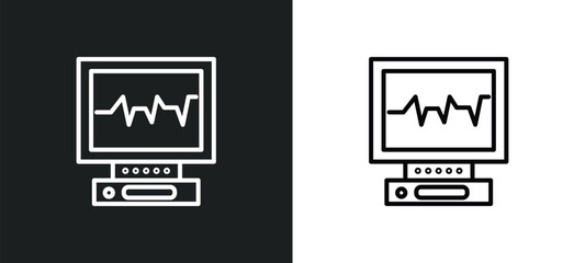 Poster - ekg monitor line icon in white and black colors. ekg monitor flat vector icon from ekg monitor collection for web, mobile apps and ui.