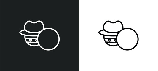 Poster - stalking line icon in white and black colors. stalking flat vector icon from stalking collection for web, mobile apps and ui.